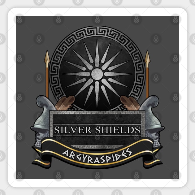 Silver Shields Argyraspides - Elite Macedonian and Seleucid Warriors - Hellenic Warfare Sticker by AgemaApparel